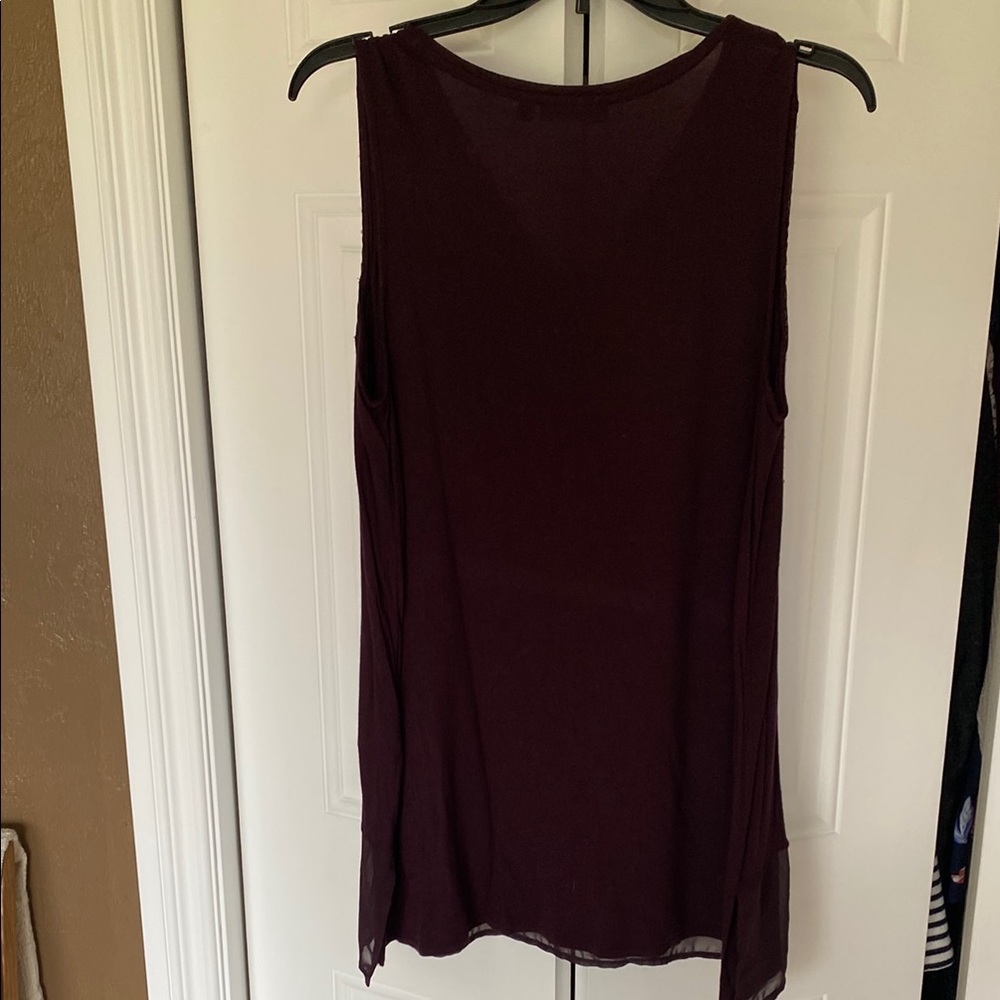 Apt 9 Sheer Burgundy Sleeveless Top - Picture 6 of 6